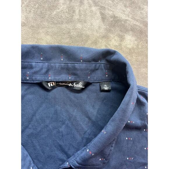 Travis Mathew Golf Polo Shirt‎ Mens XL Blue Red Geometric Short Sleeve Stretch - Picture 4 of 7